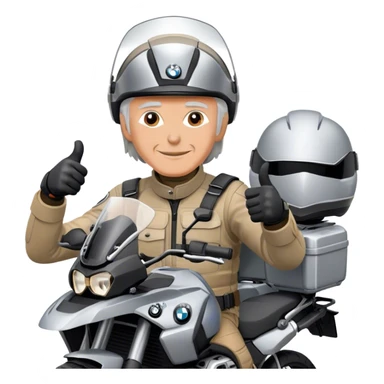 bmw gs  silver 1200 rider with grey hair giving a thumbs up sticker
