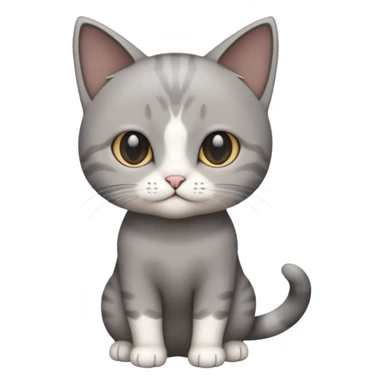 full body small short hair dark grey and white cat sticker