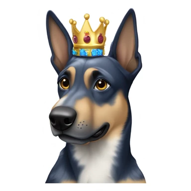 A malinois dark blue merle color with a crown on his head sticker
