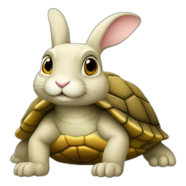 Lapin sûr tortue sticker