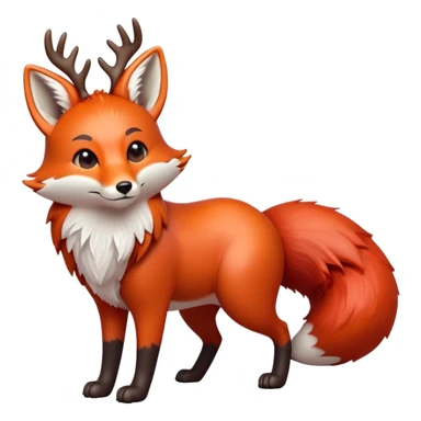 cinematic-[fox]-realistic-full-body-standing on all fours-emoji,-tail-tucked-close,-head-tilted-dramatically,-fox-[red]-fur,-simplified-yet-realistic-focused-features,-highly-detailed,-glowing-with-an-almost-sarcastic-glow big antlers sticker