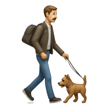 un hombre paseando un perro sticker