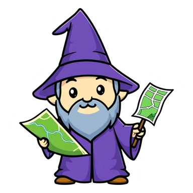 lost wizard with a map sticker