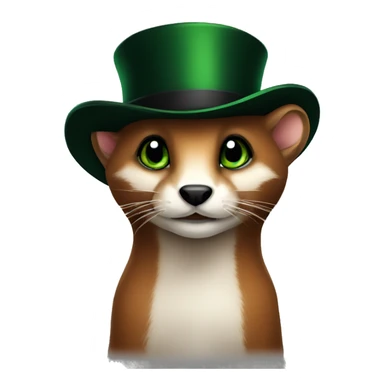 brown weasel with green eyes and black top hat sticker