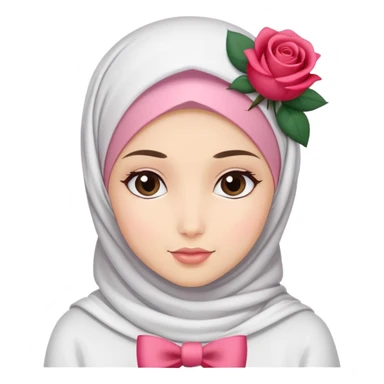 A white hijabi girl with a cute rose bow sticker