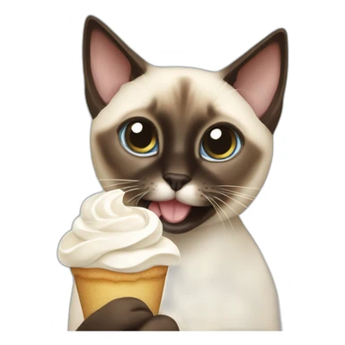 A Siamese cat eating whipped cream sticker