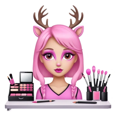 Girly deer with make up desk sticker