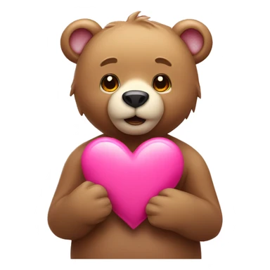 Bear holding pink hart sticker