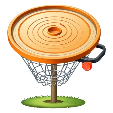 A disc golf basket with a disc flying at it sticker