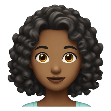 girl with wavy black hair going into curls, long lashes, brown eyes sticker