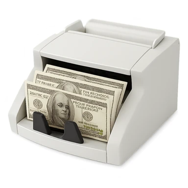 clean and minimal banknote counter with money, dollars visible sticker