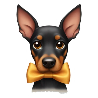 Mini Doberman with a bow sticker