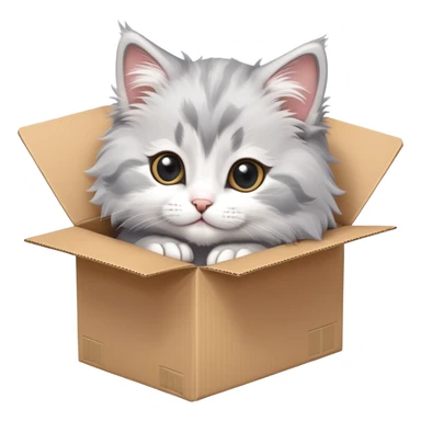  A very cute young kitten cat with one's head tilted to one side poked its paws out of the cardboard box and placed them on top of it sticker