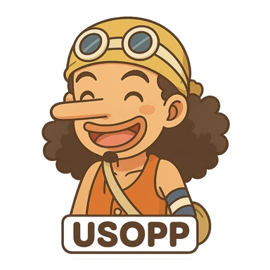 Usopp from One Piece, chibi cartoon style sticker