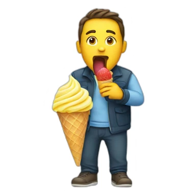 Man licking ice cone lemon sticker
