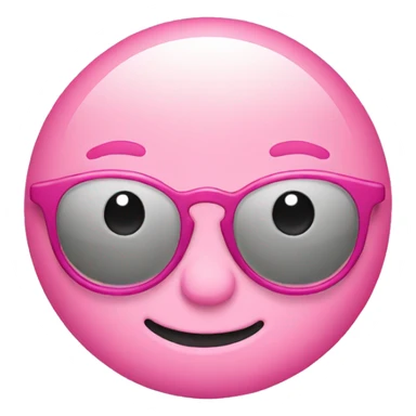 Pink round emoji smiley with glasses  sticker