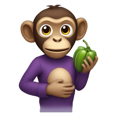 monkey holding an eggplant sticker