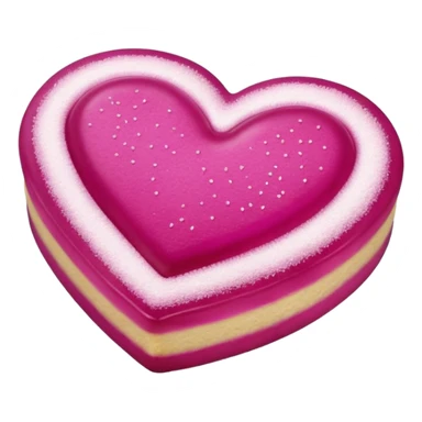 Realistic shortbread cookie in the shape of a heart with Fuchsia color jelly middle filling and sprinkled powder sugar on top. sticker