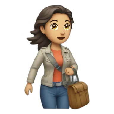 Mujer catira cargando con un avion sticker