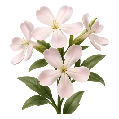 Create a 3D iOS-style realistic cluster of delicate pale pink flowers with soft lighting and a glossy effect. The image should have no background. Render in the GPT Image style to capture the delicate and realistic appearance. sticker