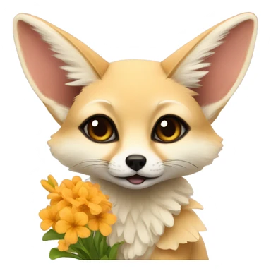 fennec with flowers sticker