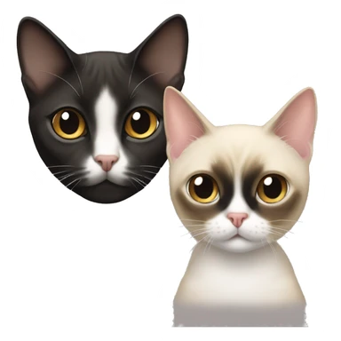 short hair female siamese cat staring at a male short hair tuxedo cat sticker
