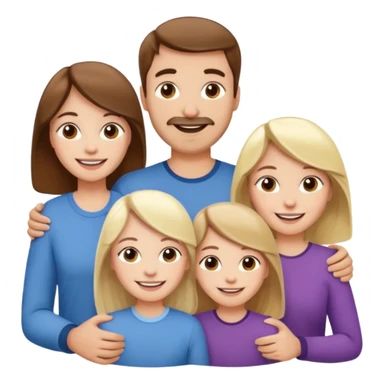 happy pale white family with one brown hair dad, one brown hair mom, one blonde girl, and one brown hair girl sticker