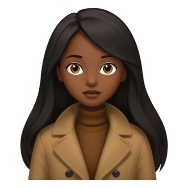 Siyah uzun saçlı ceket giyen esmerimsi kız sticker