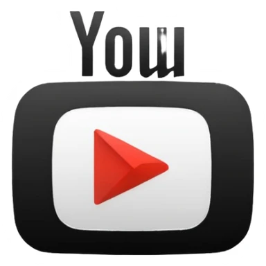 Realistic, YouTube logo design, white and black color sticker