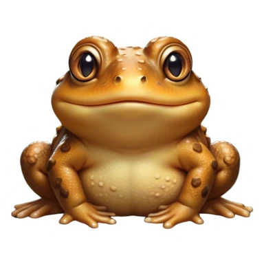 Cinematic Cute Toad Portrait Emoji, Head tilted playfully and inquisitively, featuring a charmingly plump form with bumpy, textured skin in rich earthy hues and round, sparkling eyes full of gentle mischief, Simplified yet irresistibly adorable features, highly detailed, glowing with a warm, friendly woodland glow, high shine, affectionate and lively, stylized with a touch of whimsical nature charm, soft glowing outline, capturing the essence of a mischievous yet loving toad that seems as if it could hop out of the screen into your arms! sticker