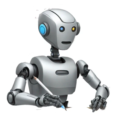 robot filling a form with pencil sticker