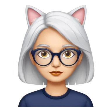 seema anand white hair with cat eyed specs sticker