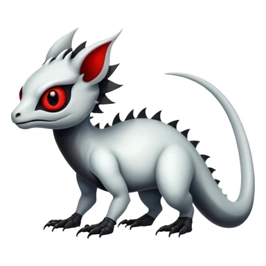 a translucent white with black belly and red eyes exotic edgy vernid-fionbri-creature full body sticker