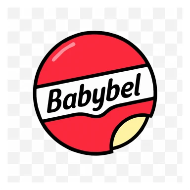 round Babybel cheese with red wax, simple, iconic sticker