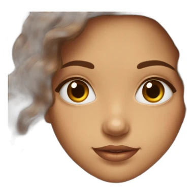 Fille cheveux longs marron boucles et yeux marrons sticker