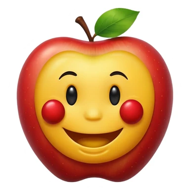 smiley face is eating apple  sticker