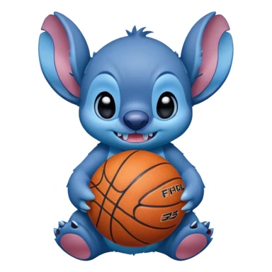 Stitch with a basketball sticker