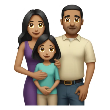 Puerto rican beard short black hair  husband with blond long hair wife and brown long hair daughter Family Hugh  sticker