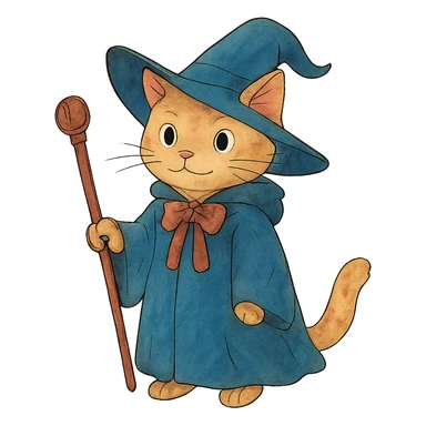 ghibli style wizard cat sticker