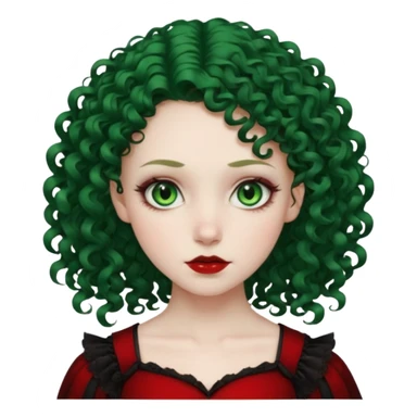 pale girl , From green eyes with curly hair to red shoulder, with the gothic and 2000s style sticker
