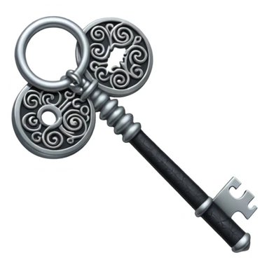 iOS emoji, minimal dark key, flat, fantasy item sticker