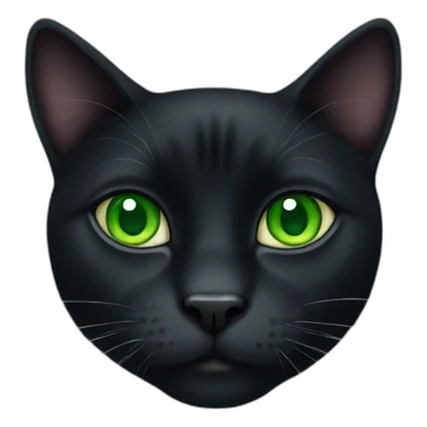 fat black cat green eyes sticker