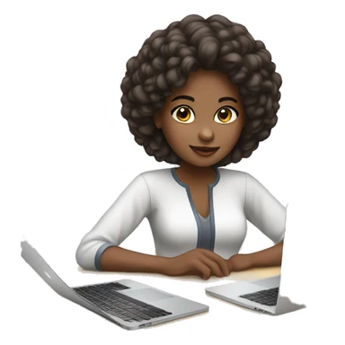 beautiful girl works on macbook sticker