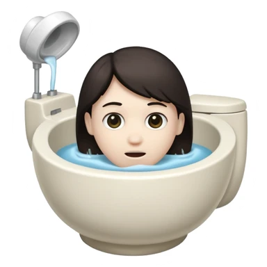 A toilet with a human head coming out of the bowl sticker