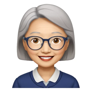 Elder asian woman with glasses sticker