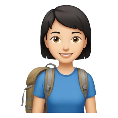 a white woman who has black short hair hiking  sticker