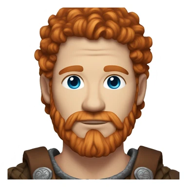 35 year old viking, male, curly red hair, blue eyes, pale sticker