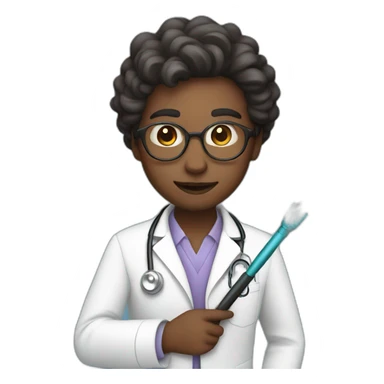 White skin doctor with holding a magic wand sticker