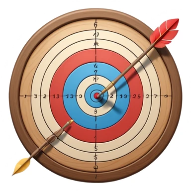 A bow and arrow aimed at a target, with the arrow perfectly positioned for release. The background features a target with concentric rings, emphasizing precision, skill, and focus in archery. The scene radiates concentration and the grace of the sport. sticker