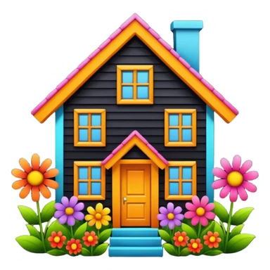 black house made of flowers sticker